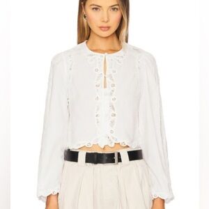 Sea NY Elke Soutache Long Sleeve Blouse in White